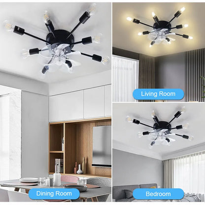 Decorbites™ Industrieller Deckenventilator mit Fernbedienung und LED-Lichtern
