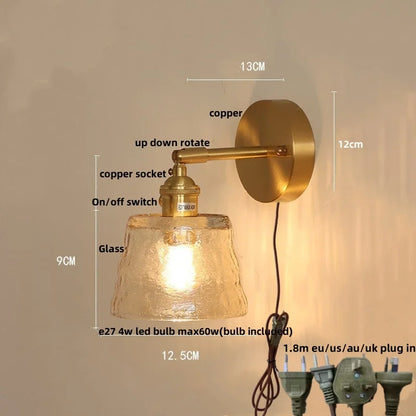 Decorbites™ Grüne Glas-LED-Wandleuchten mit Zugschalter Vintage-Stil Nachttischlampe