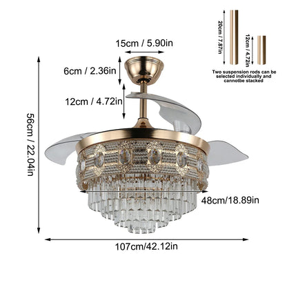 Decorbites™ Gold Smart-Deckenventilator-Leuchter mit LED-Lichtern, 6 Geschwindigkeiten, 3 Köpfe