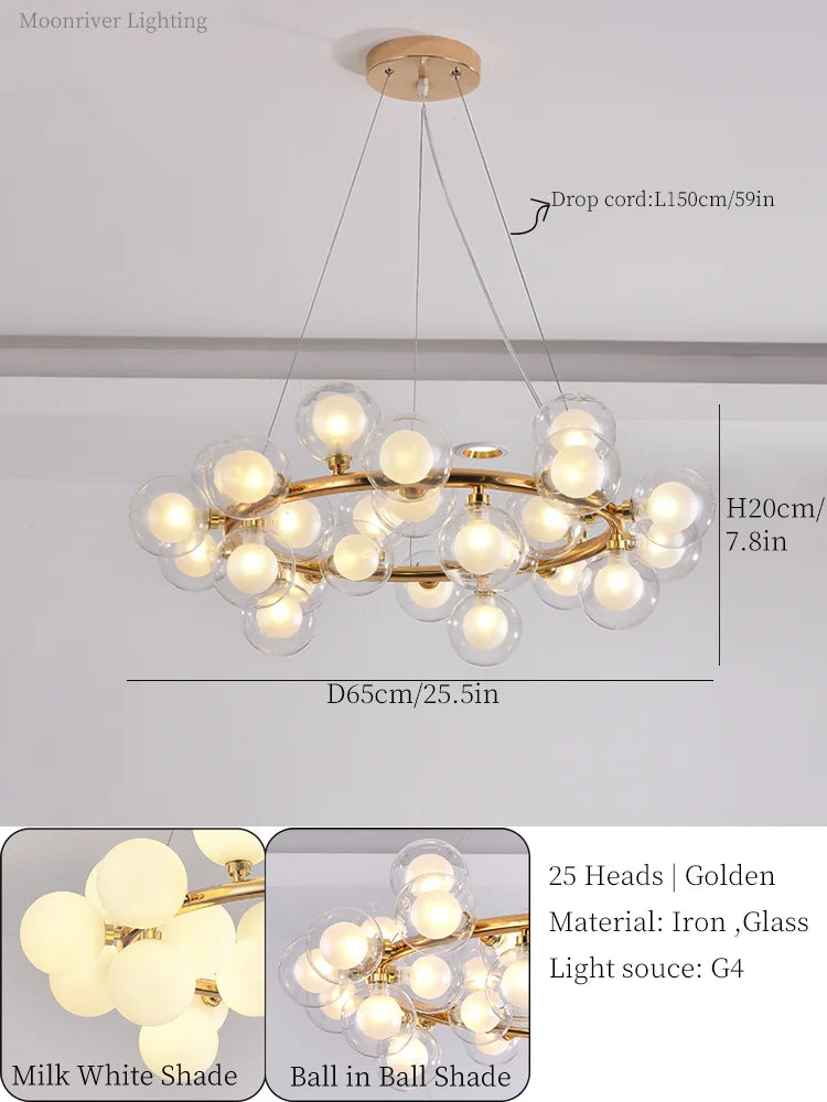 DecorBites™ Glass Ball LED Chandelier Modern Pendant Light for Home Decor