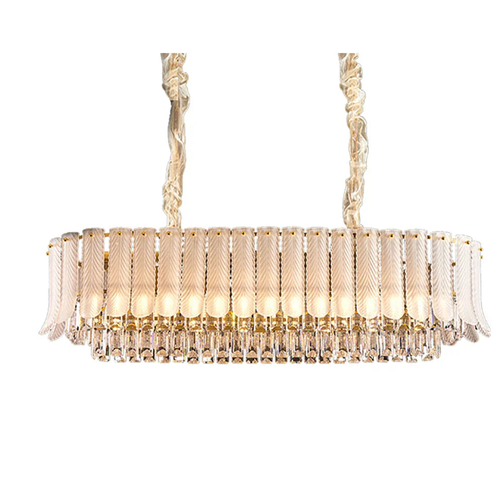 Gold Crystal Round Chandelier Polished Steel 100cm