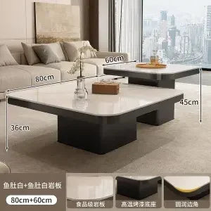 Decorbites™ Leichtes Luxus-Fels-Quadratisches Couchtisch Modern Minimalistisch Wohnzimmer-Kombination