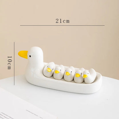 Decorbites™ Entenhaltes-Stäbchenhalter-Tablett Weißer-Hase-Porzellan-Teller Heimdekoration