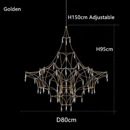 Italian Minimalist Crystal Pendant Light in Silver or Gold