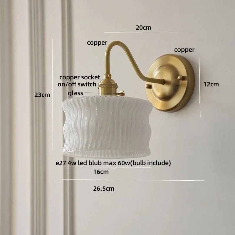 Decorbites™ Grünes Glas-LED-Wandleuchte mit Kupferknopf-Schalter für modernes Heim-Dekor