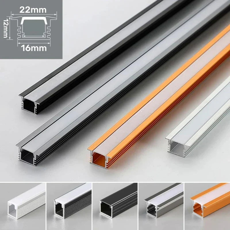 Decorbites™ LED Aluminium-Profil Einbauprofil U/YW-Form Versteckter Kanal Milchglasabdeckung Leuchtenschiene