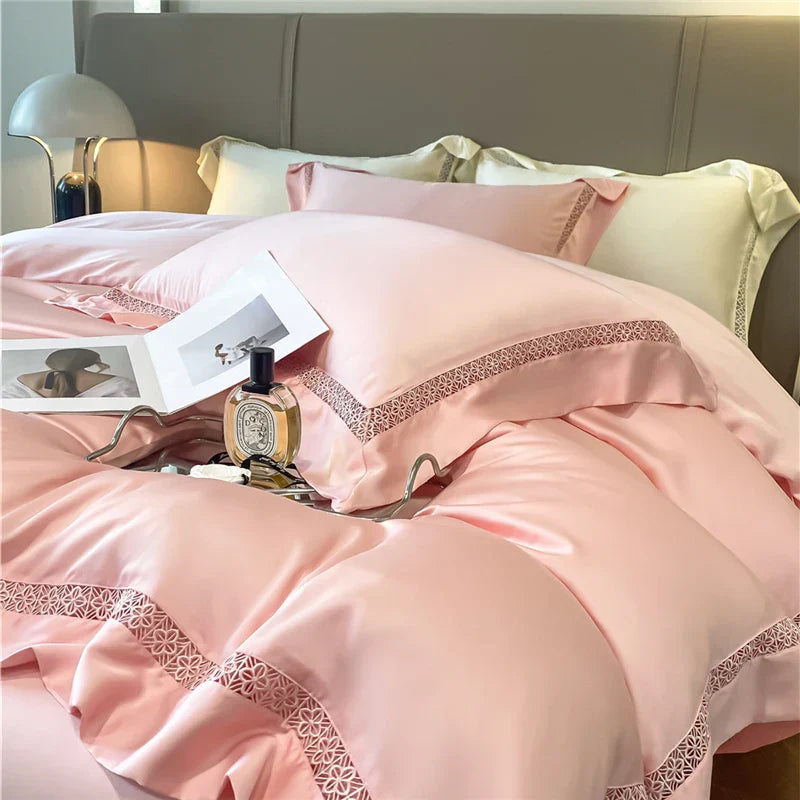 Decorbites™ Eukalyptusfaser-Spitzen-Bettwäsche-Set für weichen, seidenweichen und kühlen hautfreundlichen Komfort