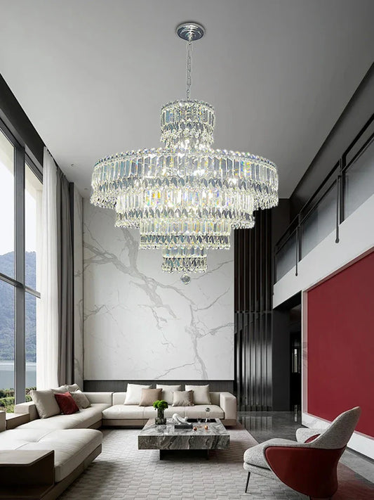 Decorbites™ Große Kristall-Kronleuchter Chrom Hängelampe für Esszimmer-Dekoration