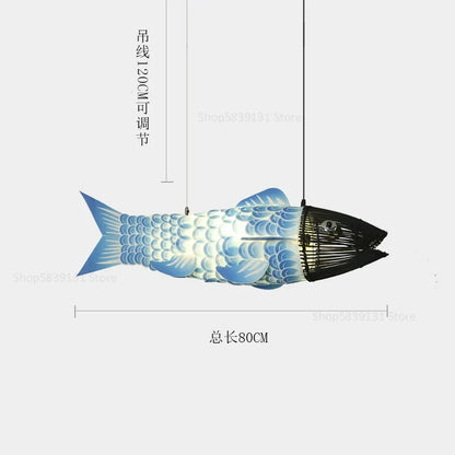 Decorbites™ Bambus-Fisch-Anhängerleuchte: Chinesischer Stil Kronleuchter für moderne Wohnzimmerdekoration