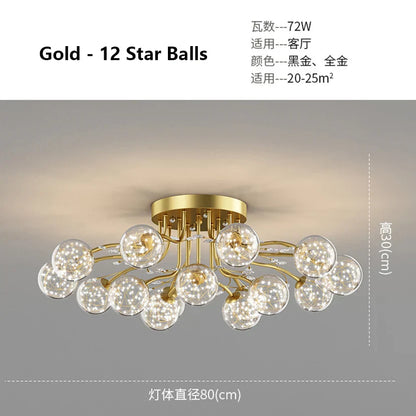 Decorbites™ Glas-Blase-Kugel-Kristall-LED-Deckenleuchte – Schwarzgoldene Ästhetik-Dekoration