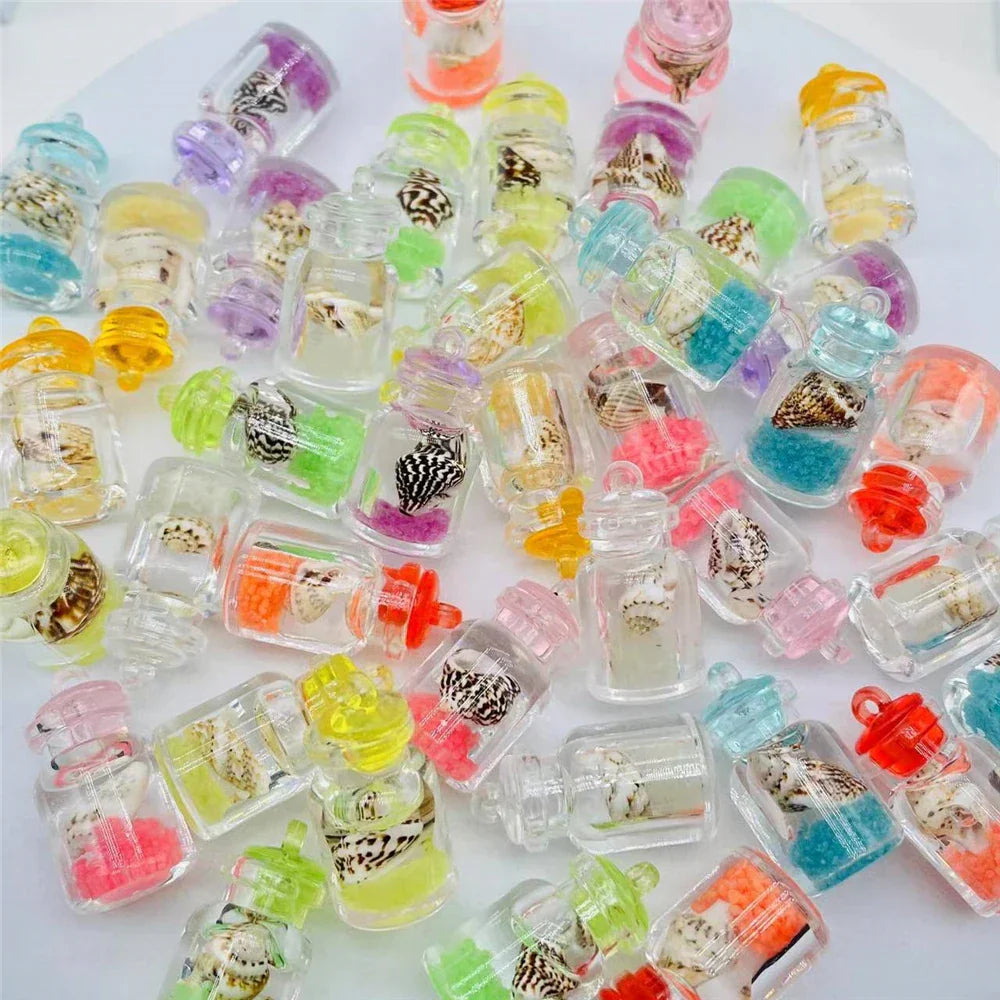 DecorBites™ Heart Pearl Shell Wishing Bottle Miniature DIY Accessory For Jewelry