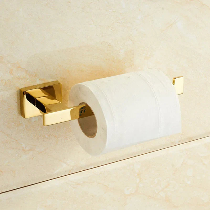 Decorbites™ Gold Messing Badezimmer-Armaturen 4-Teile-Set: Handtuchhalter, Handtuchring, Toilettenpapierhalter, Bademantel-Haken