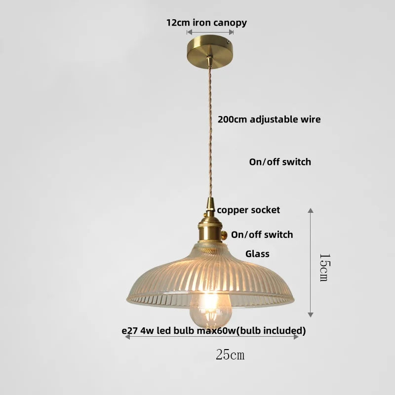 Brass Glass Pendant Light With Clear Shade Dining