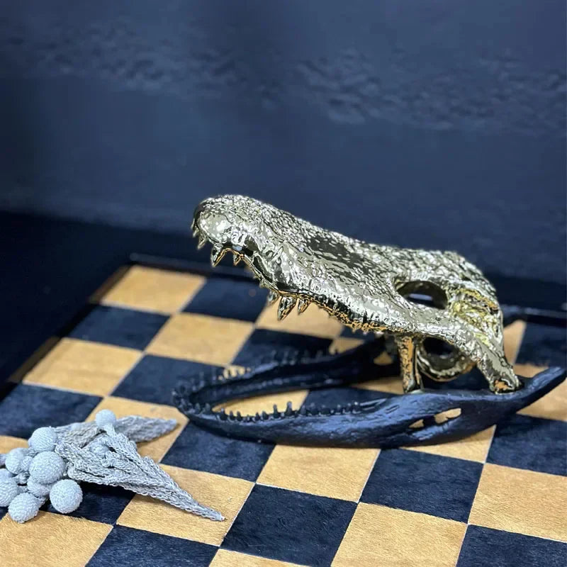 Decorbites™ Golden Dinosaurierknochen-Krokodilschädel-Dekoration für stilvolle Heimdekoration
