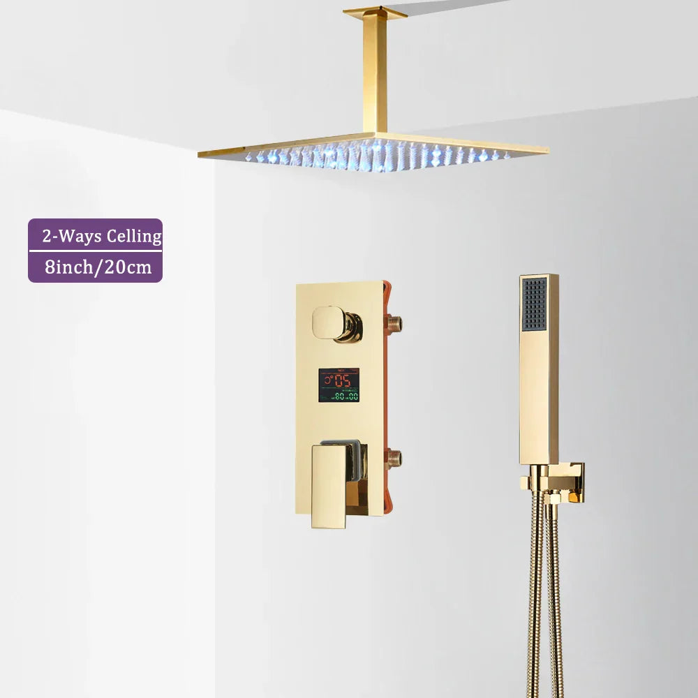 Decorbites™ Schwarzes Digitales Duscharmatur-Set mit Regendusche und Ganzmetall-Mischer Display