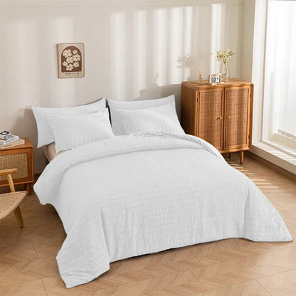 Decorbites™ King-Size Seersucker-Steppdecke: Weich, atmungsaktiv, Ganzjahres-Daunenbettdecke