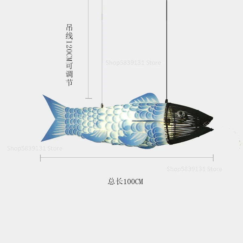 Decorbites™ Bambus-Fisch-Anhängerleuchte: Chinesischer Stil Kronleuchter für moderne Wohnzimmerdekoration