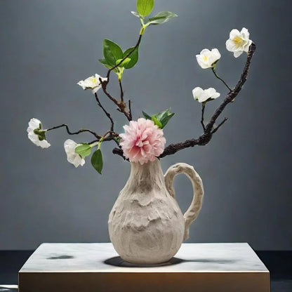 Decorbites™ Handgefertigte Keramikvase mit unregelmäßigem Korn für Blumenarrangements im Zuhause