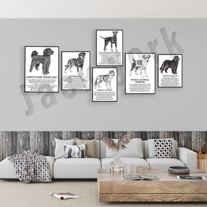 Decorbites™ Hunderassens-Gedichtposter-Sammlung: Vizsla, Pomeranian, Manchester Terrier und mehr