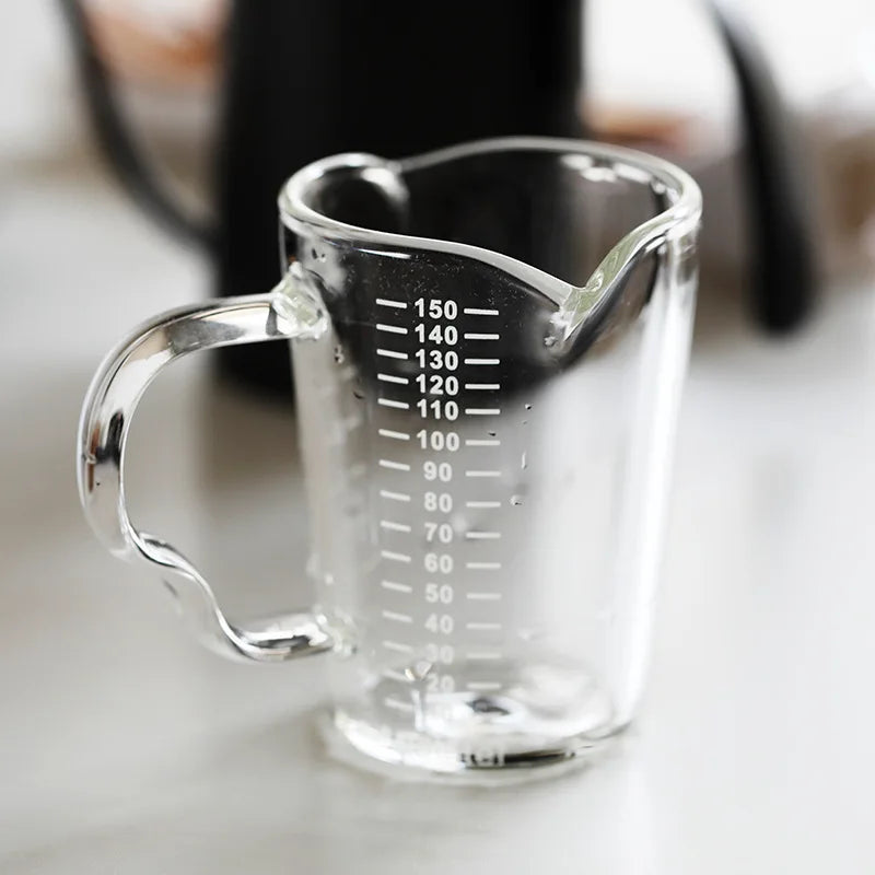Decorbites™ Espressoglasbecher mit Holzeingriff & Messbecher Milch-Latte-Kanne
