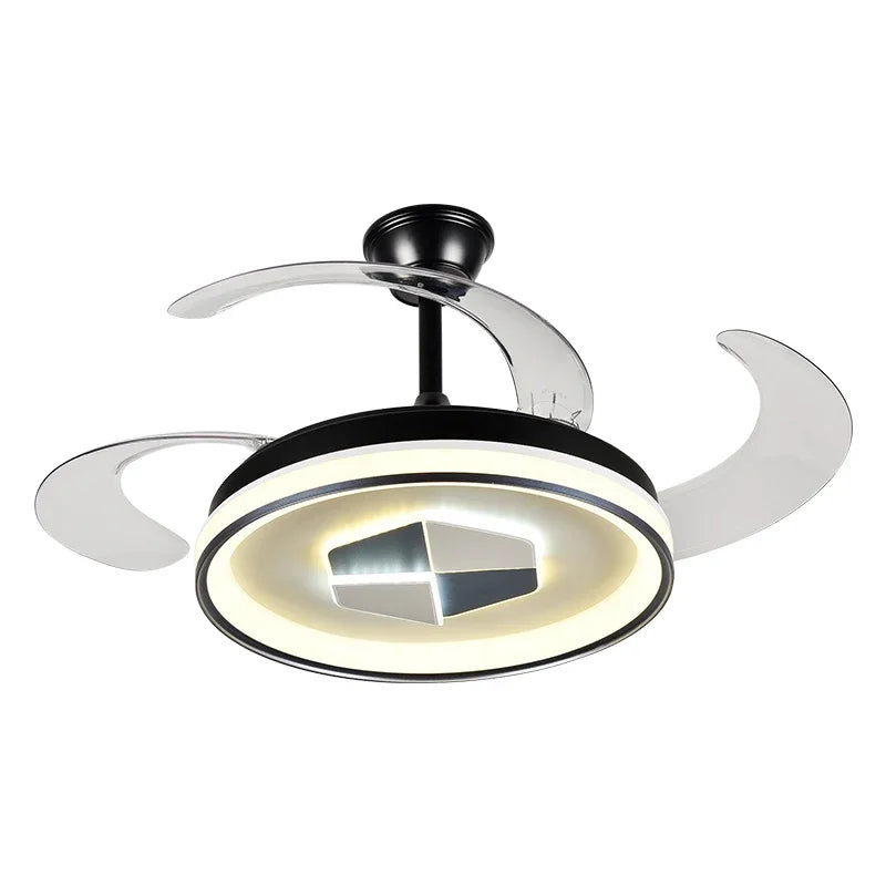 Decorbites™ Unsichtbarer LED-Kronleuchter-Deckenventilator: Modernes Harz-Dekor, kreisförmiges Design, Hotel-Wohnzimmer