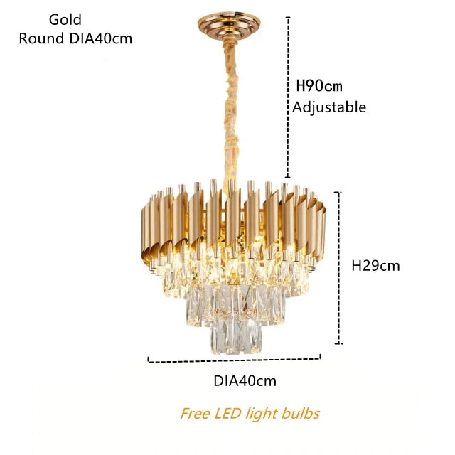 Gold Crystal Suspension Lamp Oval Dia100cm