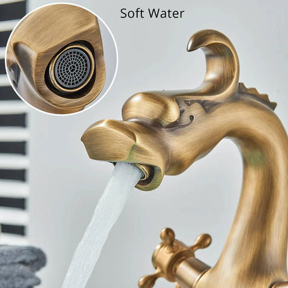 DecorBites™ Dragon Style Bathroom Basin Faucet with Hot Cold Water Mixer Tap