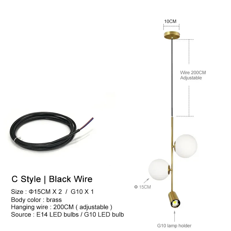 DecorBites™ Glass Ball LED Chandelier: Nordic Modern Pendant Light for Dining Room and Bedroom