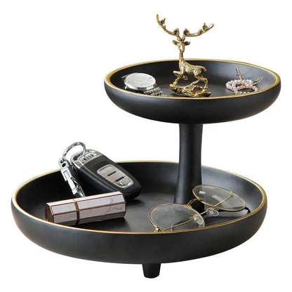 DecorBites™ Double-Layer Coffee Table Tray: Stylish Storage Box for Cosmetics, Keys, and Decor