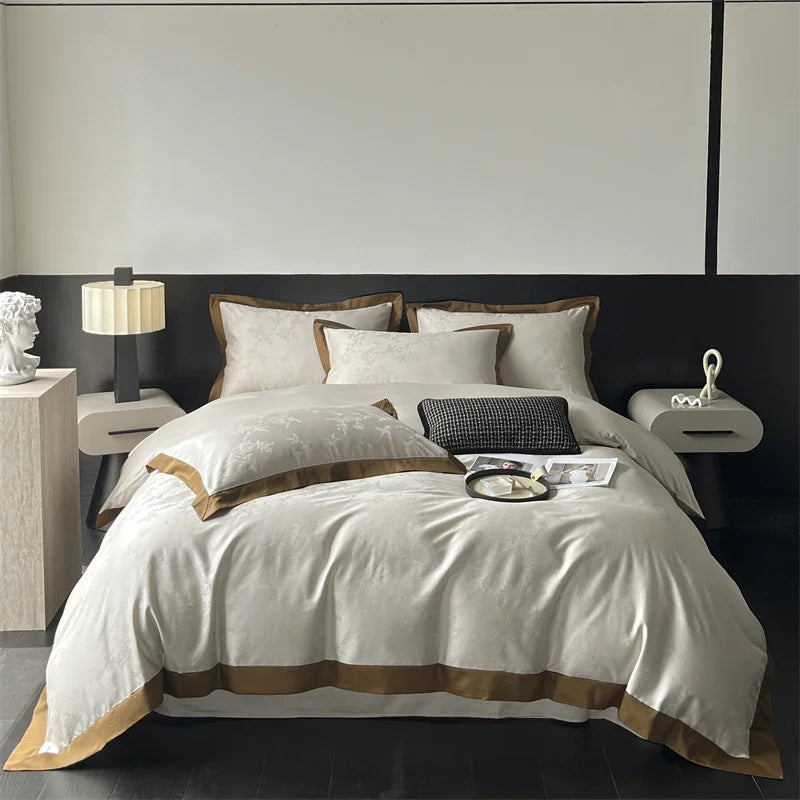 Decorbites™ Jacquard-Bettwäsche-Set - Lyocell-Baumwoll-Bettwäsche, Laken, Kissenbezug, Steppbettbezug