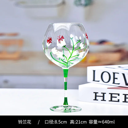 Decorbites™ Kristall-Handbemalter Blumen-Weinkelch - Chinesisches Antikes Rotweinglas