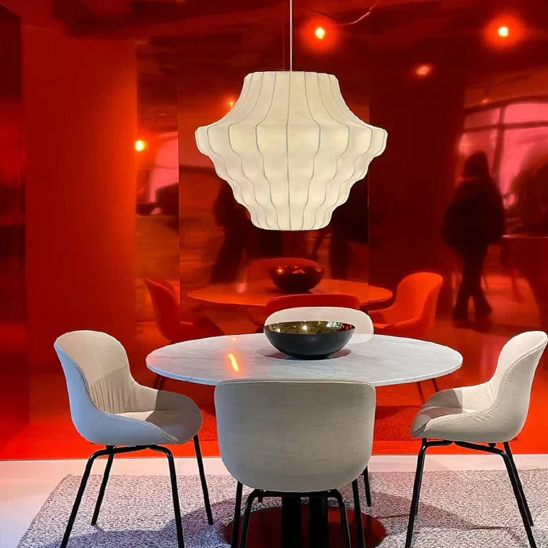 Japanese Wabi-Sabi White Silk Knitted Pendant Light