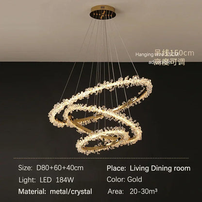 Decorbites™ Golden Round Crystal Chandelier | Nordischer Luxus-LED-Halo-Lüster für das Wohnzimmer
