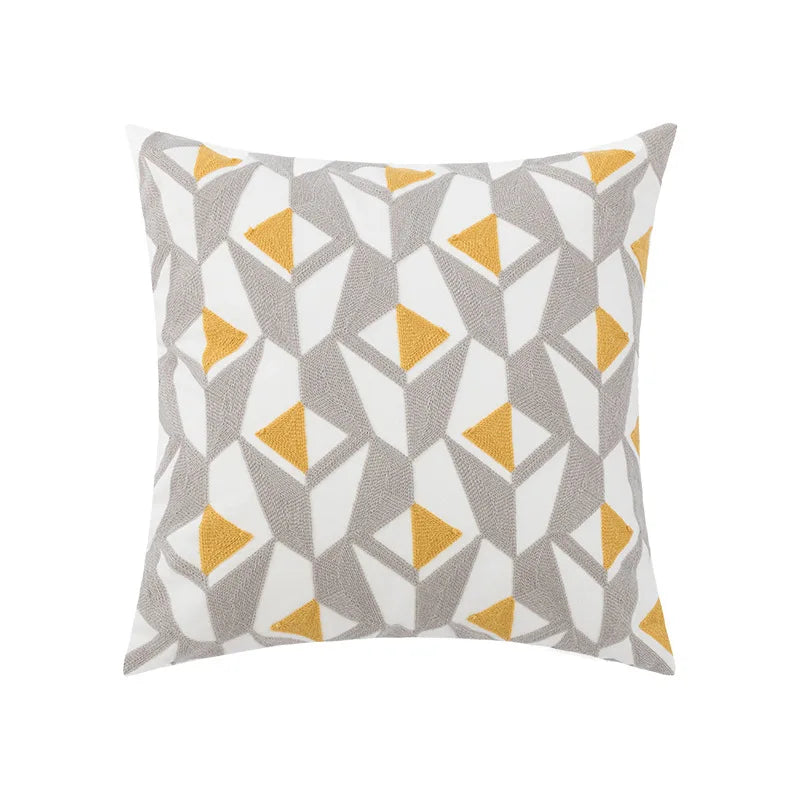 Decorbites™ Daisy Gelb Blumen Geometrisches Kissenbezug - Weiches Gemütliches Stickerei für das Wohnzimmer