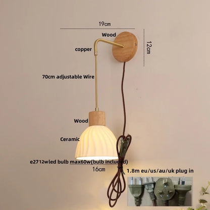 Decorbites™ verstellbare LED-Wandleuchte mit Keramik-Holz-Sockel für Esszimmer, Arbeitszimmer, Bar