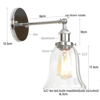 DecorBites™ Industrial Clear Glass Wall Sconce Light for Stair, Foyer, Bedroom.