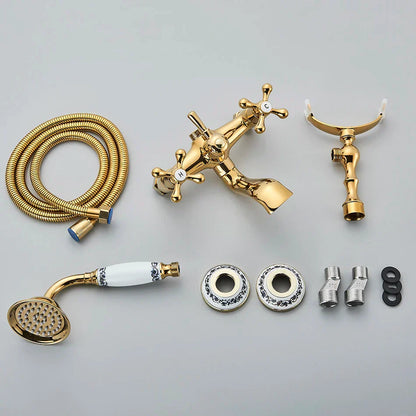Decorbites™ Golden Schwarzer Badewannenarmatur mit Handbrause und drehbarem Auslauf