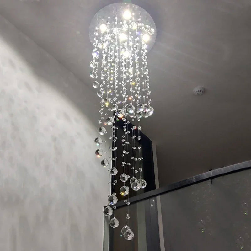 Crystal Spiral LED Chandelier D60cm High Ceiling