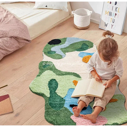 DecorBites™ Luxe 3D Hand Tufted Moss Carpet - Children's Room Irregular Rug