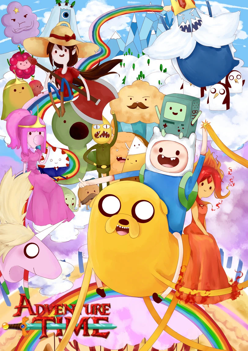 Cartoon Adventure Time Classic Movie Posters Print Canvas Painting Fancy Wall Art Picture for Living Room Bar Home Decor Mural