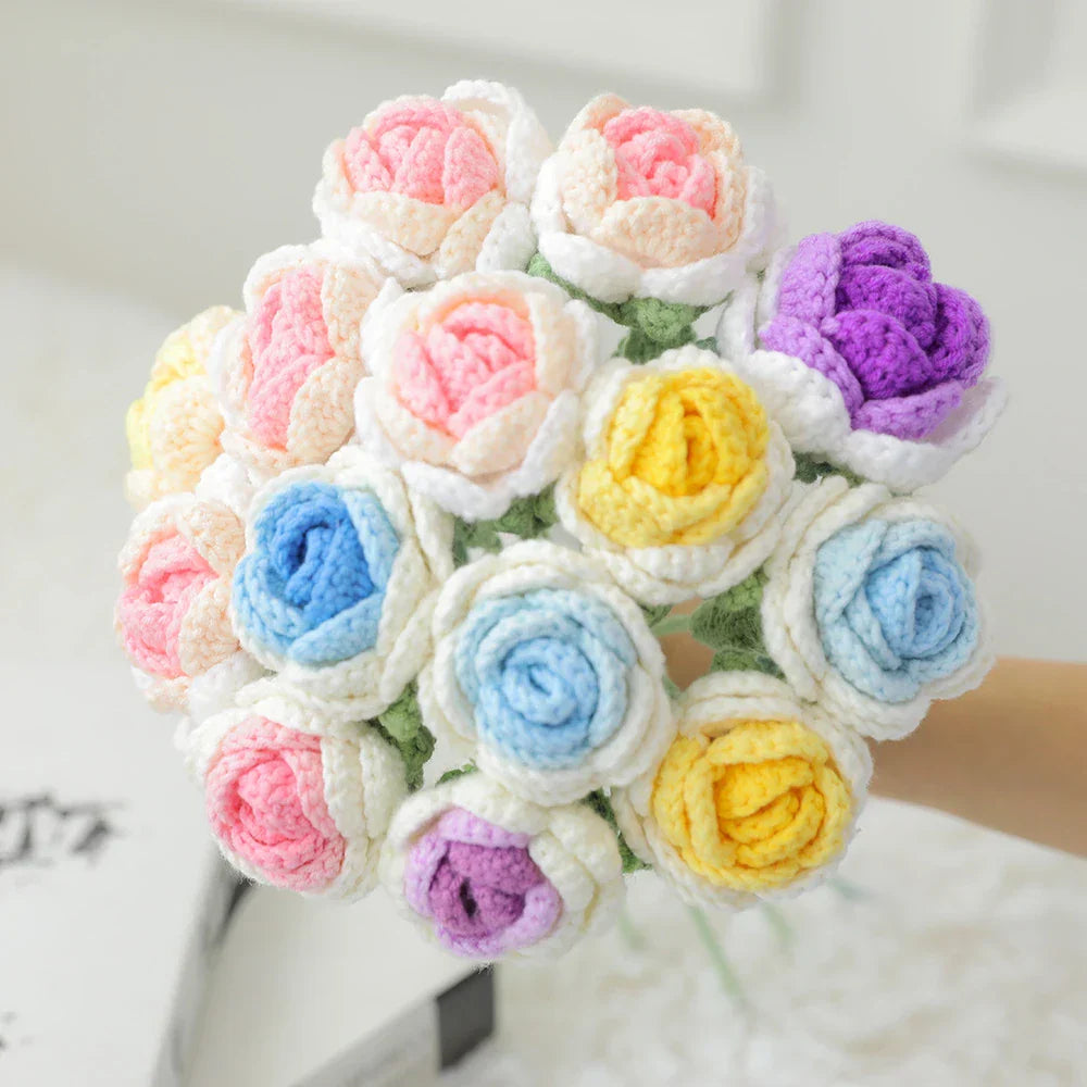 Decorbites™ Strauß aus gehäkelten Rosen DIY Häkelanleitung Hochzeitsgeschenk Muttertag-Geschenk