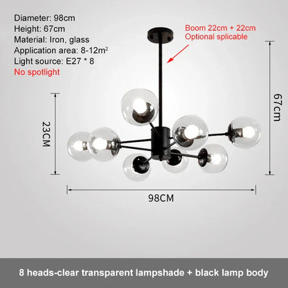 Decorbites™ Glas-Kugeln-LED-Kronleuchter für Schlafzimmer und Esszimmer