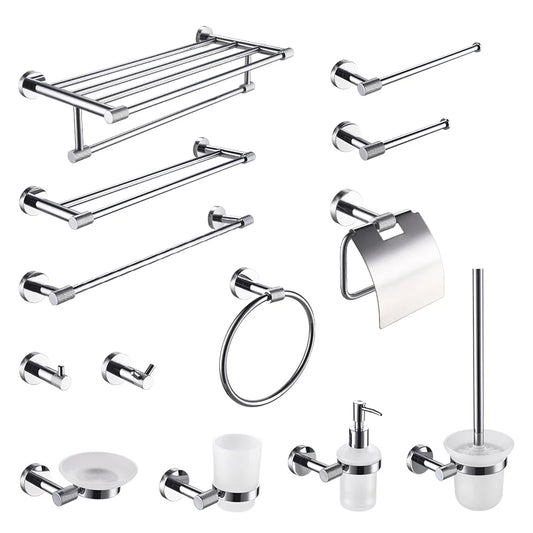 Decorbites™ Badezimmer-Essentials-Set: Handtuchhalter, Toilettenpapierhalter, Bademantel-Haken, Seifenschale, Toilettenbürste
