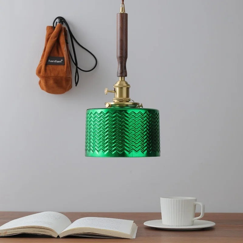 Decorbites™ Grüne Glas-LED-Pendantlampen, Walnuss-Kupfer Moderne Hängeleuchten