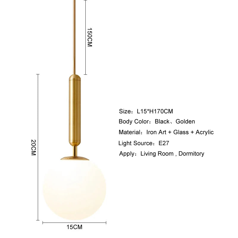 DecorBites™ Glass Ball Pendant Light for Dining Room & Bedroom Decor