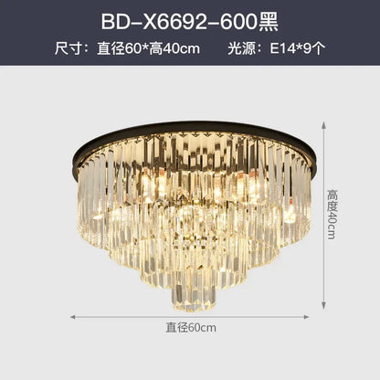 Decorbites™ Kristall Gold Schwarz LED Kronleuchter - Mehrstöckige moderne runde Pendelleuchte