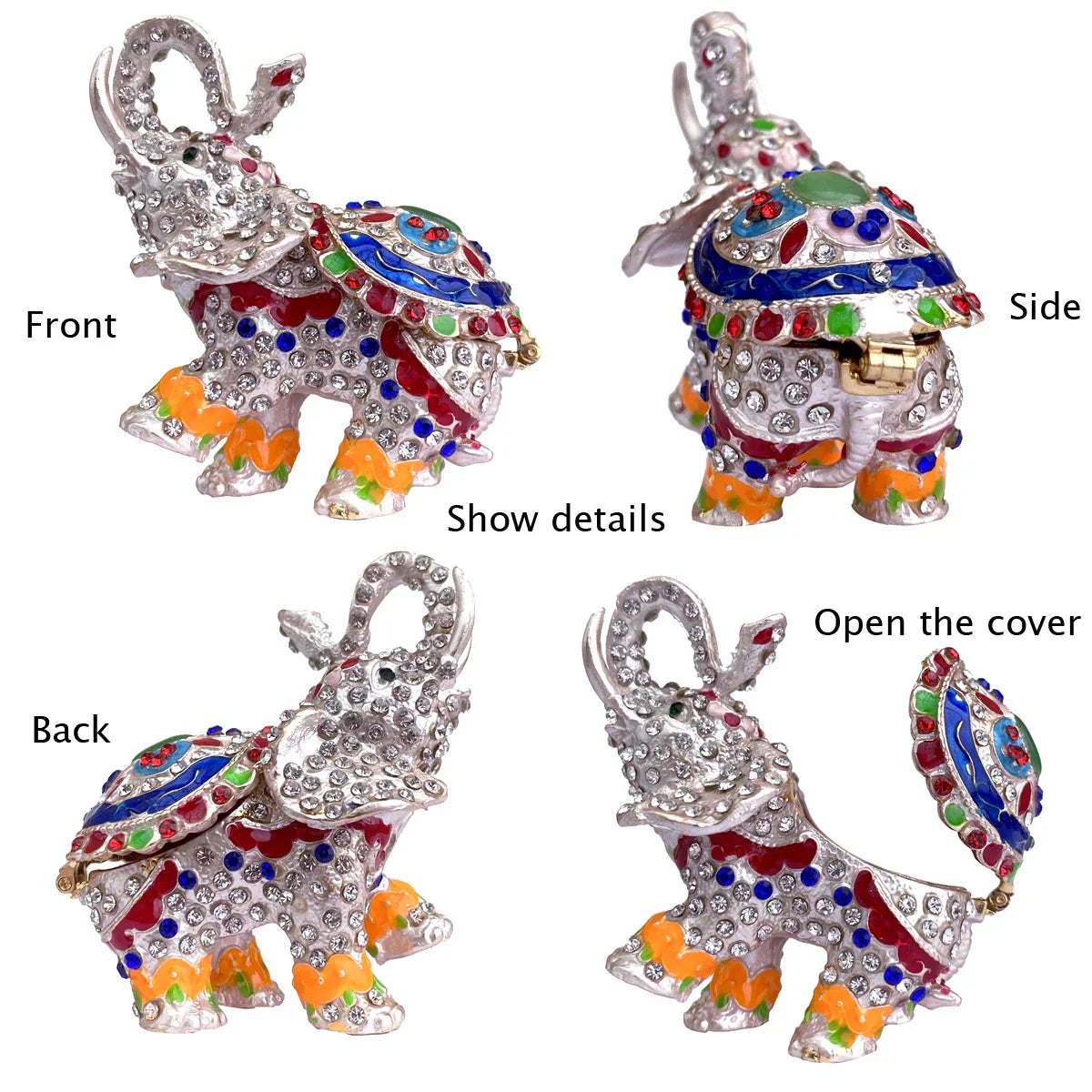 Decorbites™ Kristall-Tierfiguren-Schmuckschatulle Handbemalt Ringhalter Kommoden-Dekoration Hochzeitsgeschenk