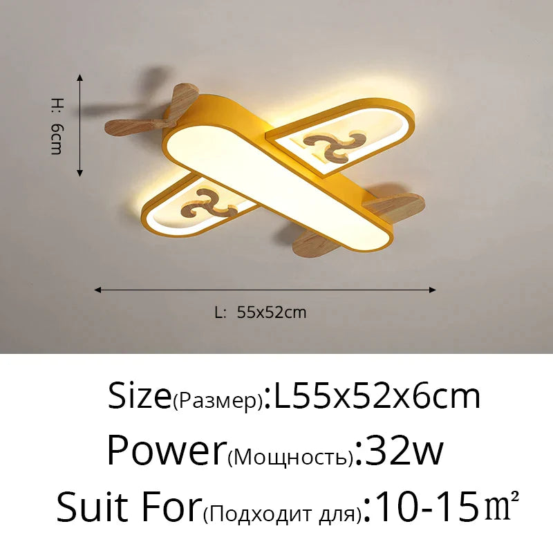 DecorBites™ LED Wood Ceiling Light for Kids Room - Yellow/Blue Minimalist Design