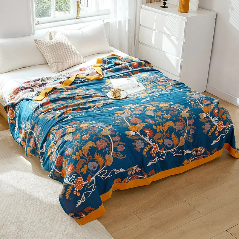 Decorbites™ Boho-Mandala-Baumwolldecke für den Sommer – Doppelseitige weiche Wurfdecke für Betten, Sofas