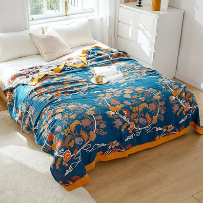 Decorbites™ Boho-Mandala-Baumwolldecke für den Sommer – Doppelseitige weiche Wurfdecke für Betten, Sofas